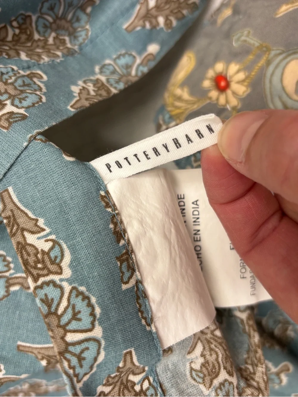 Pottery Barn Blue Floral Patchwork Tufted Quilt w/ 3 Euro Shams Full/Queen